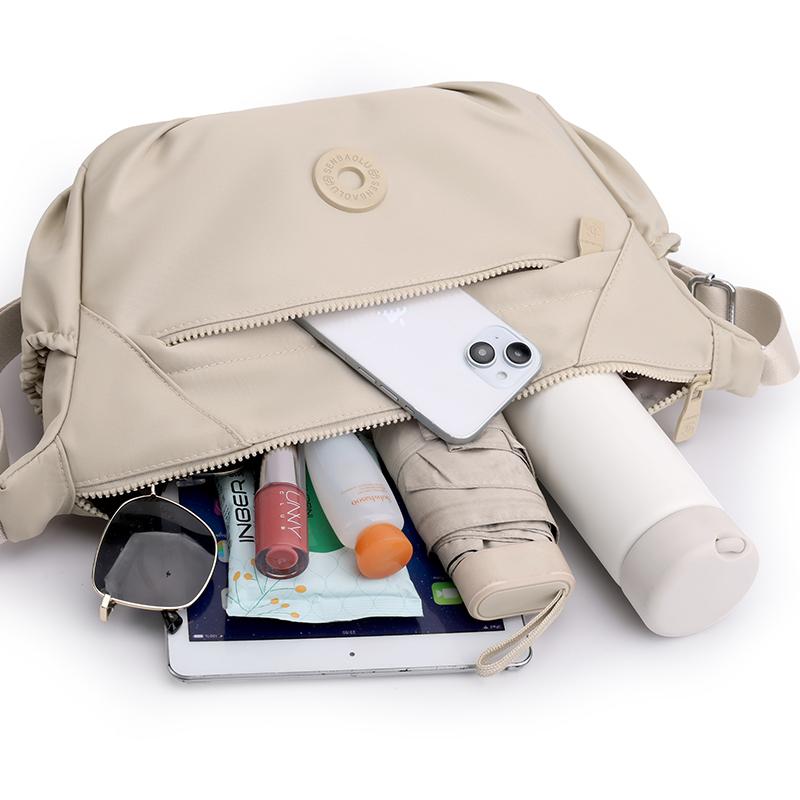 Water-Resistant Nylon Handbag Women's Lightweight Multi-Compartment Large Capacity Shoulder Bag