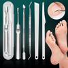 Stainless Steel Manicure & Pedicure Tool Set: Pusher, Blackhead Needle, Nail Cleaner & File