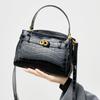 Leather Handbag Crocodile Texture Commuter Shoulder Women's Bag Lock Small Square Bag