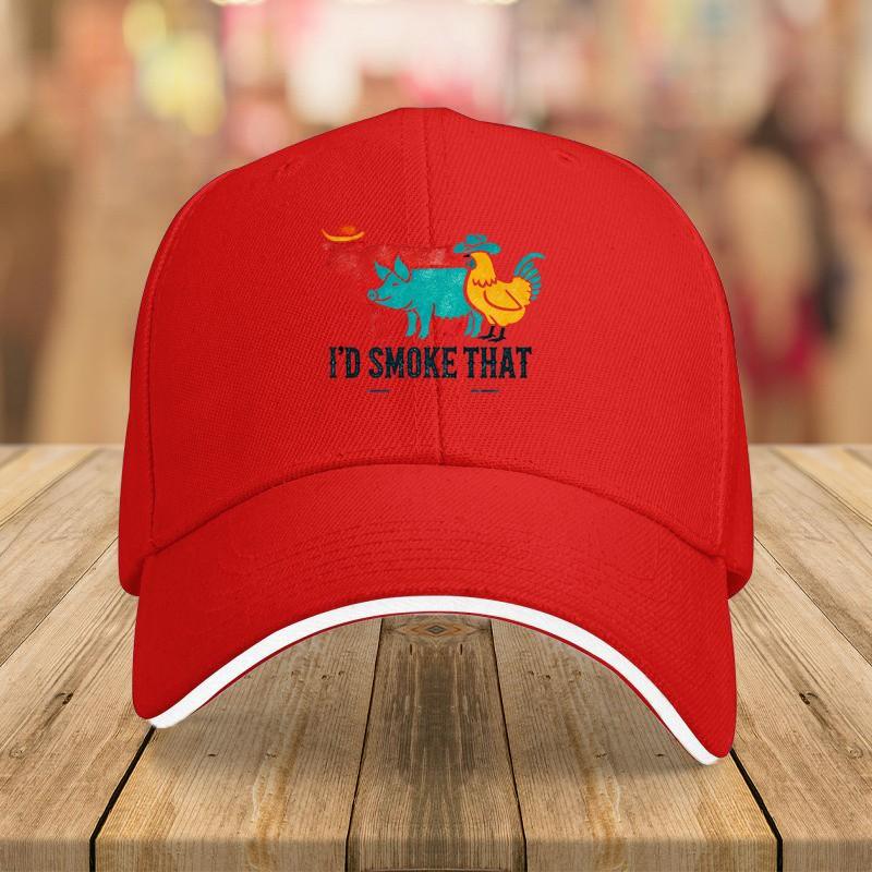 BBQ Id Smoke That Cow Pig Chicken Baseball Cap Adjustable Snapback Hat for Grilling Enthusiasts XS(old)