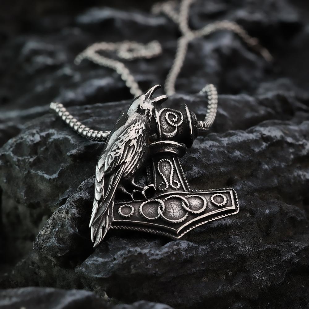 Retro Punk Style Men's Anchor Pendant Crow Pendant Keel Chain Necklace Pendant