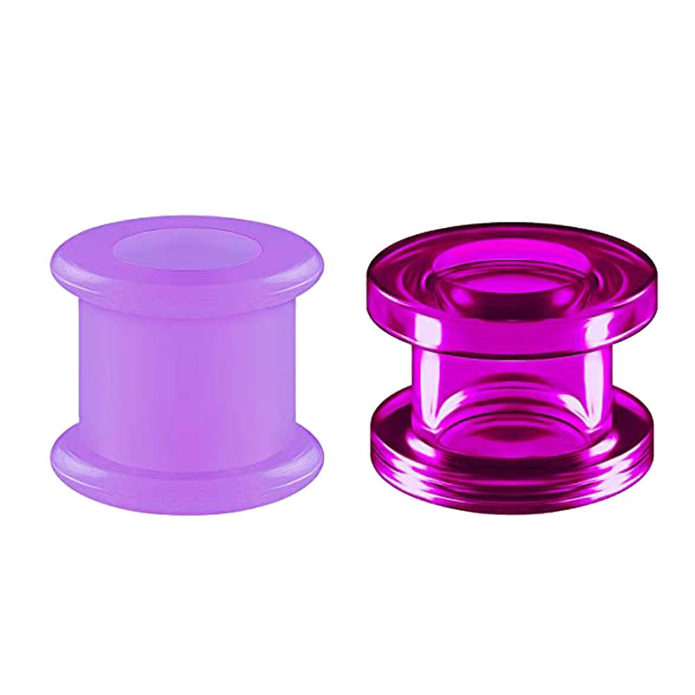 Silicone Double Flared Saddle Piercing Jewelry Stretched Ear Plugs Earring Lobe Acrylic External Flesh Tunnel Purple
