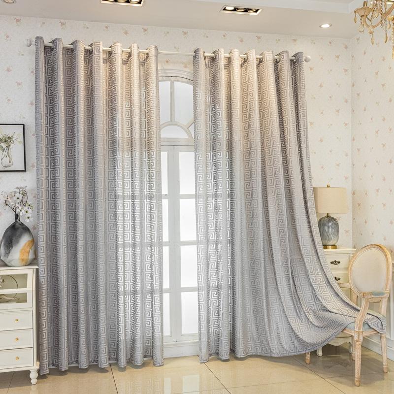 Semi-shading Grey Jacquard Curtain Living Room Bedroom Balcony Light Transmitting Sheer Curtains Gauze Curtain Window Decor