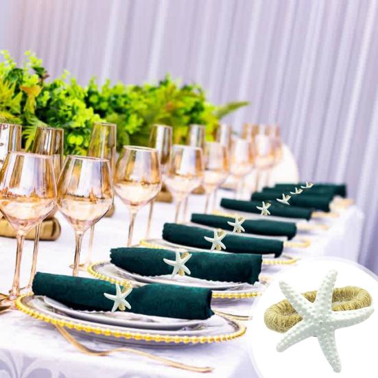 Starfish Napkin Rings White Sea Star Napkin Rings for Beach Holders Coastal Style Theme Party