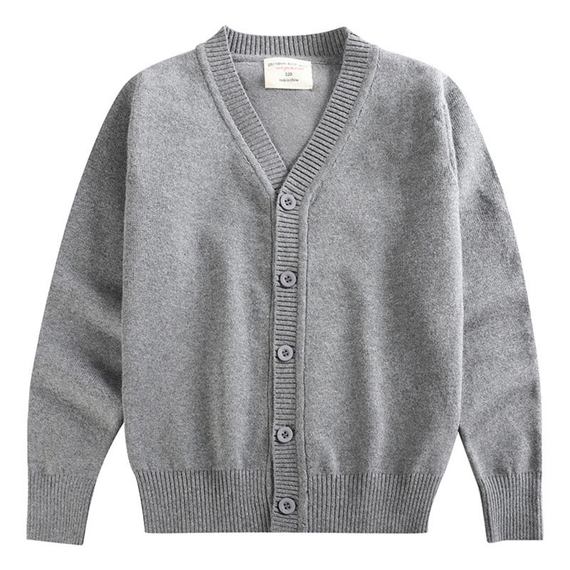 4-12 år Kid Strikket Cardigan Coat Vinter V-hals Knapp Genser