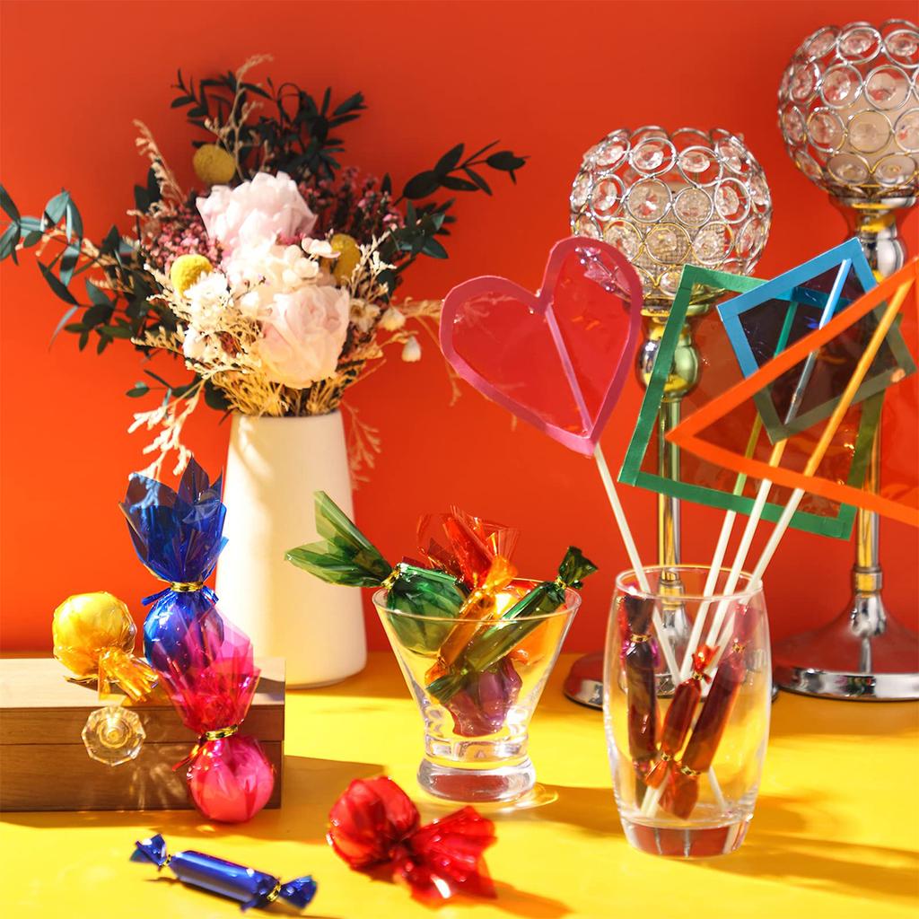 Multi-Colored Cellophane Plastic Film Candy Packaging DIY Gift Decoration Transparent Gift Wraps Wedding Party Supplies