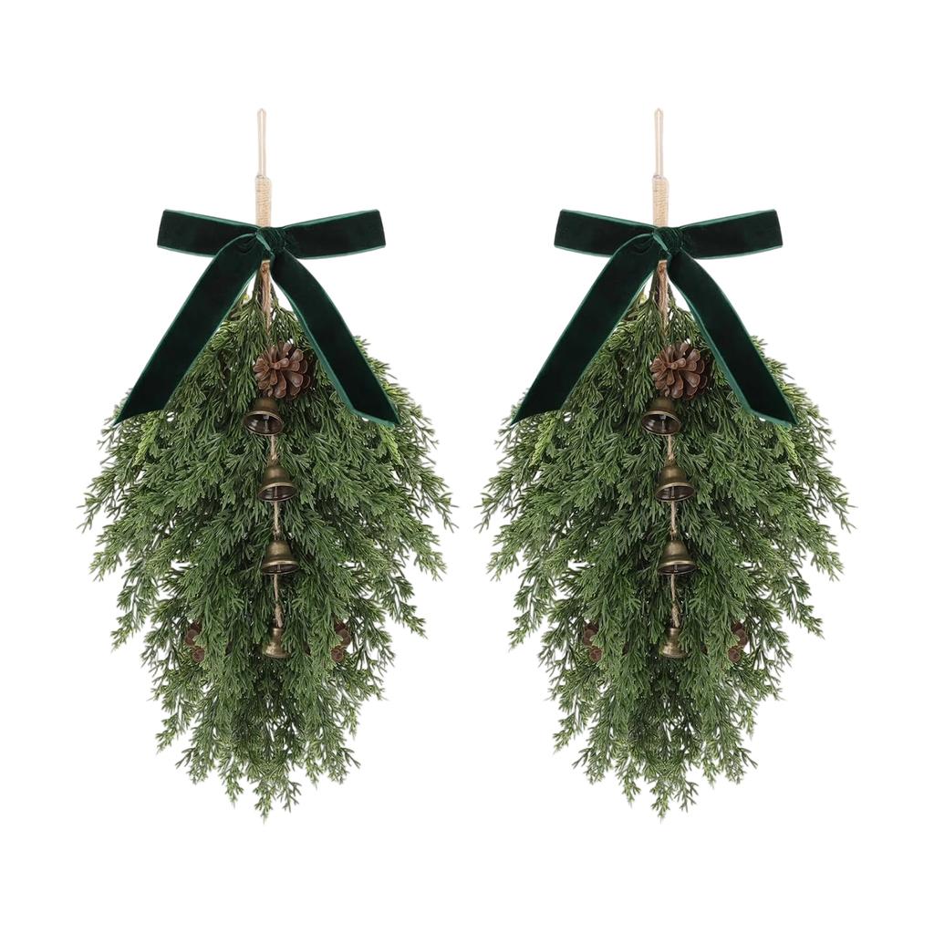 2pc50cm Simulated Soft-Glue Norfolk Needle Wall Hanging Christmas Tree Upside Down Vine Green Plant Holiday Decoration