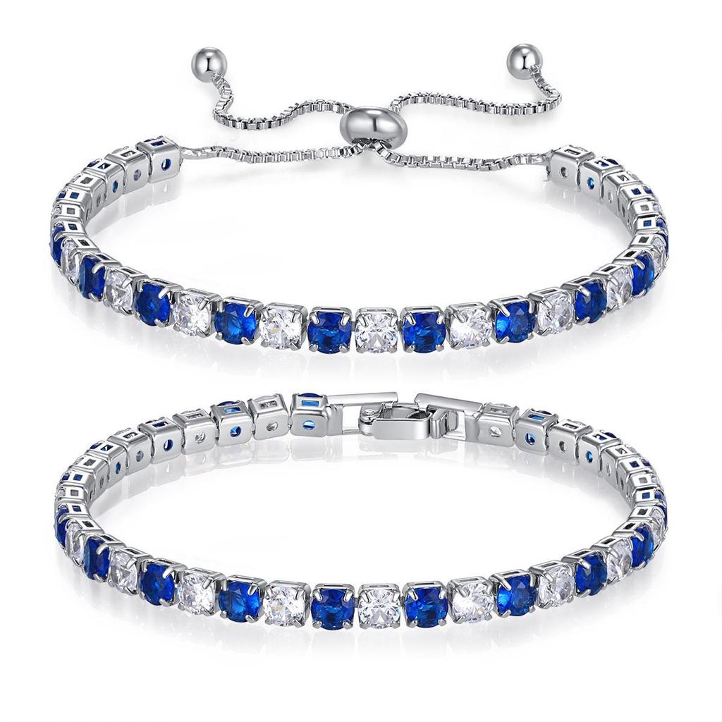 Iridescent Zircon Tennis Bracelet Set - White Gold Plated Fashion Jewelry