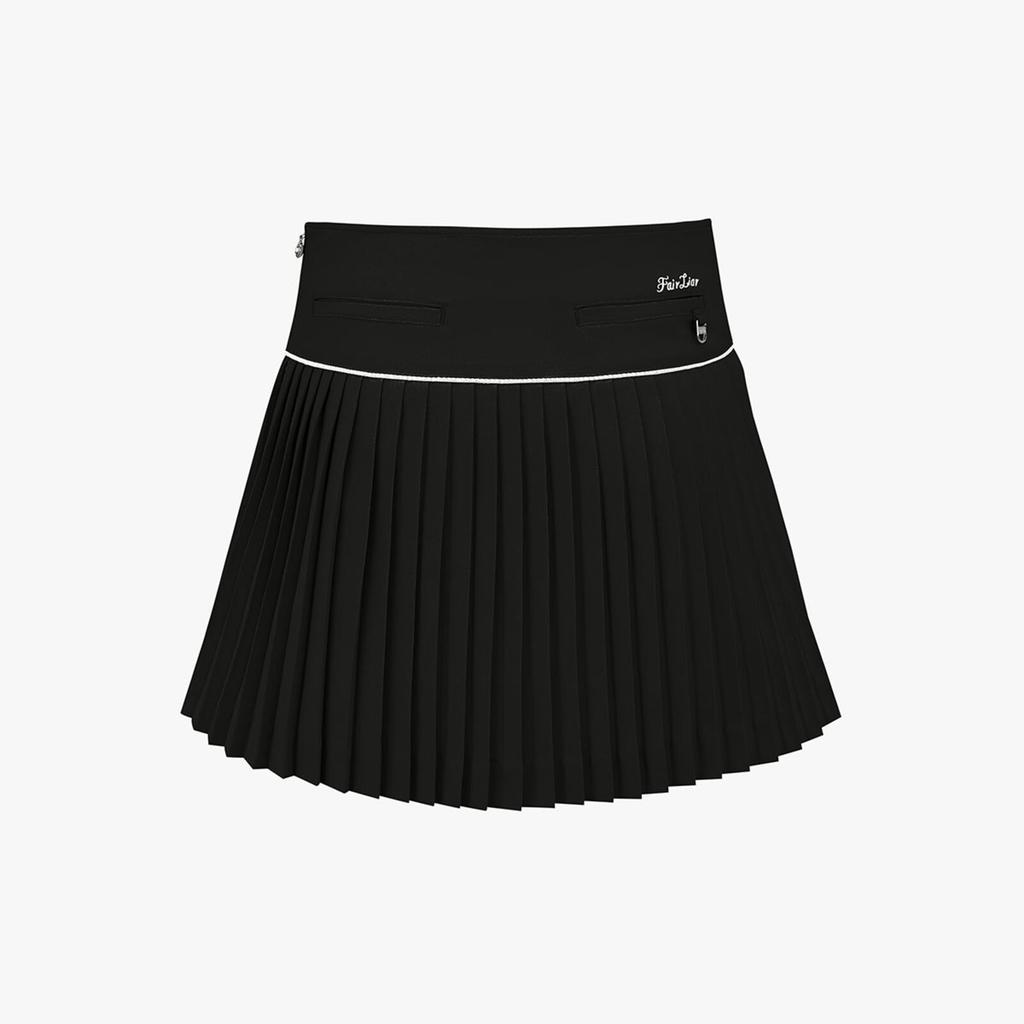 FAIRLIAR GOLF Flare Pleated Ferra Skirt (Black)