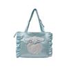 Pattern Lace Design Tote Bag With Transparent Compartment For Daily Use Girls