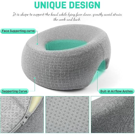 Face Down Pillow Massage Headrest for Bed, Face Pillow for Stomach Sleeping, Face Cradle, Massage/BBL Pillow After Surgery Post Eye Surgery Recovery