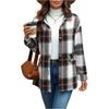 Women's Casual Fashion Woolen Plaid Long Sleeve Cardigan Jacket Top