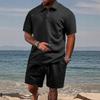 Summer Men's Casual Sportswear Polo Shirt With A Lapel Men's Short-sleeved Shirt And Shorts, Jacquard Texture Suit