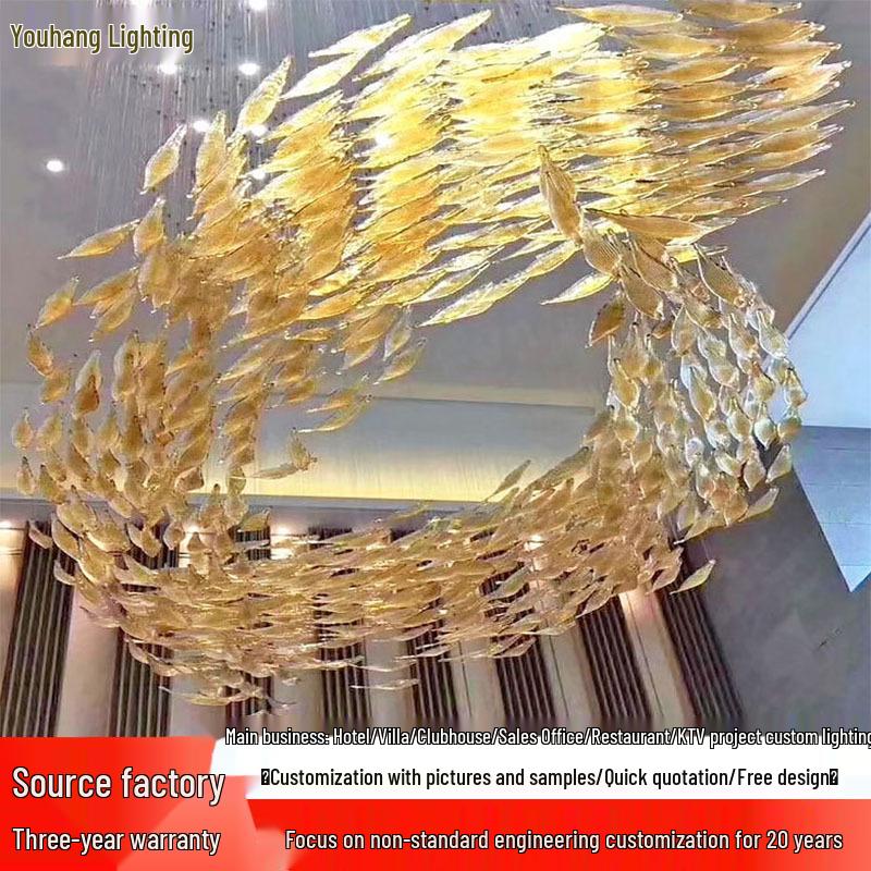 Custom Twisted Leaf Glass Chandelier for Sales Centers, Hotels, Malls, and Ballrooms