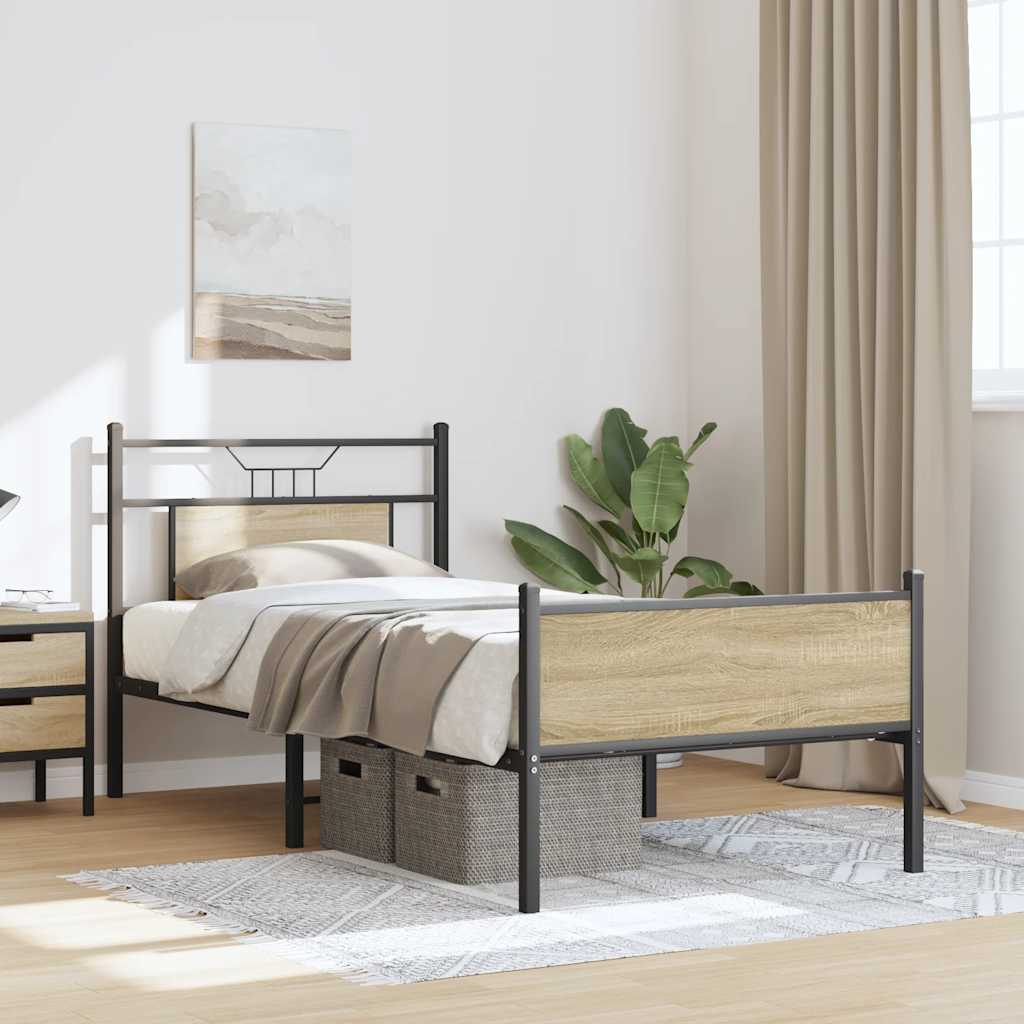 Bed Frame Without Mattress Sonoma Oak Finish 80 X 200 Cm Engineered Wood