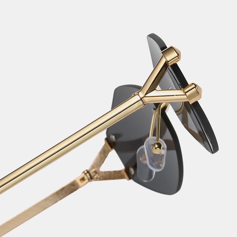 Metal Small Frame Polygonal Women's Sunglasses Fashion Rimless Rhombus Sun Glasses for Female Male Summer Traveling Eyewear