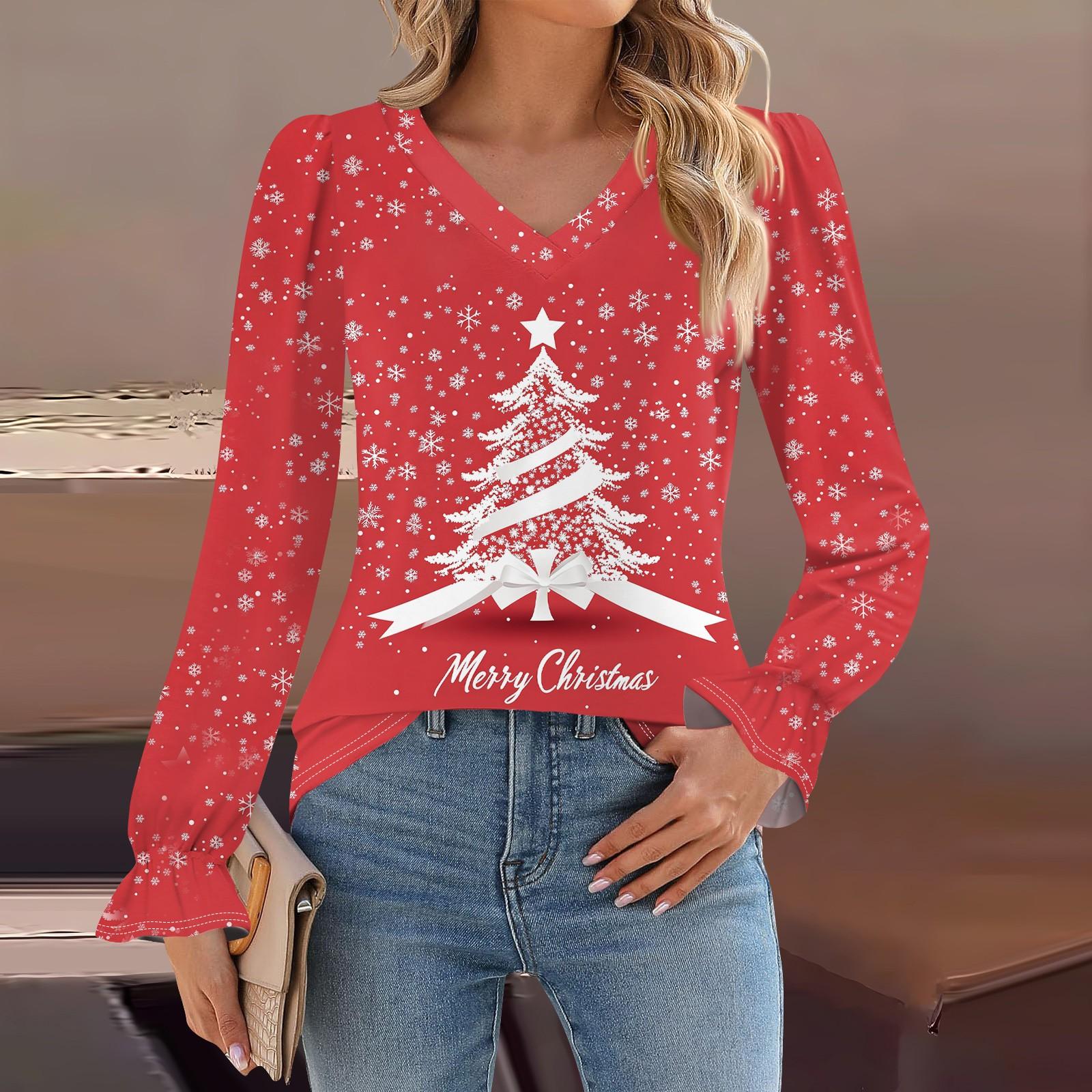 

Жіночий модний повсякденний пуловер з довгими рукавами з принтом і V-подібним вирізом XL