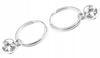 Silver Hoop Earrings with a Large Diamond-Cut Cubic Zirconia 925 Sterling Silver