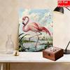 Pink Flamingo Pearl Art Painting with Frame Shiny Bead Canvas Creative Leisure Craft for Modern Wall Decor Gift Home Ornament Wall Art DIY