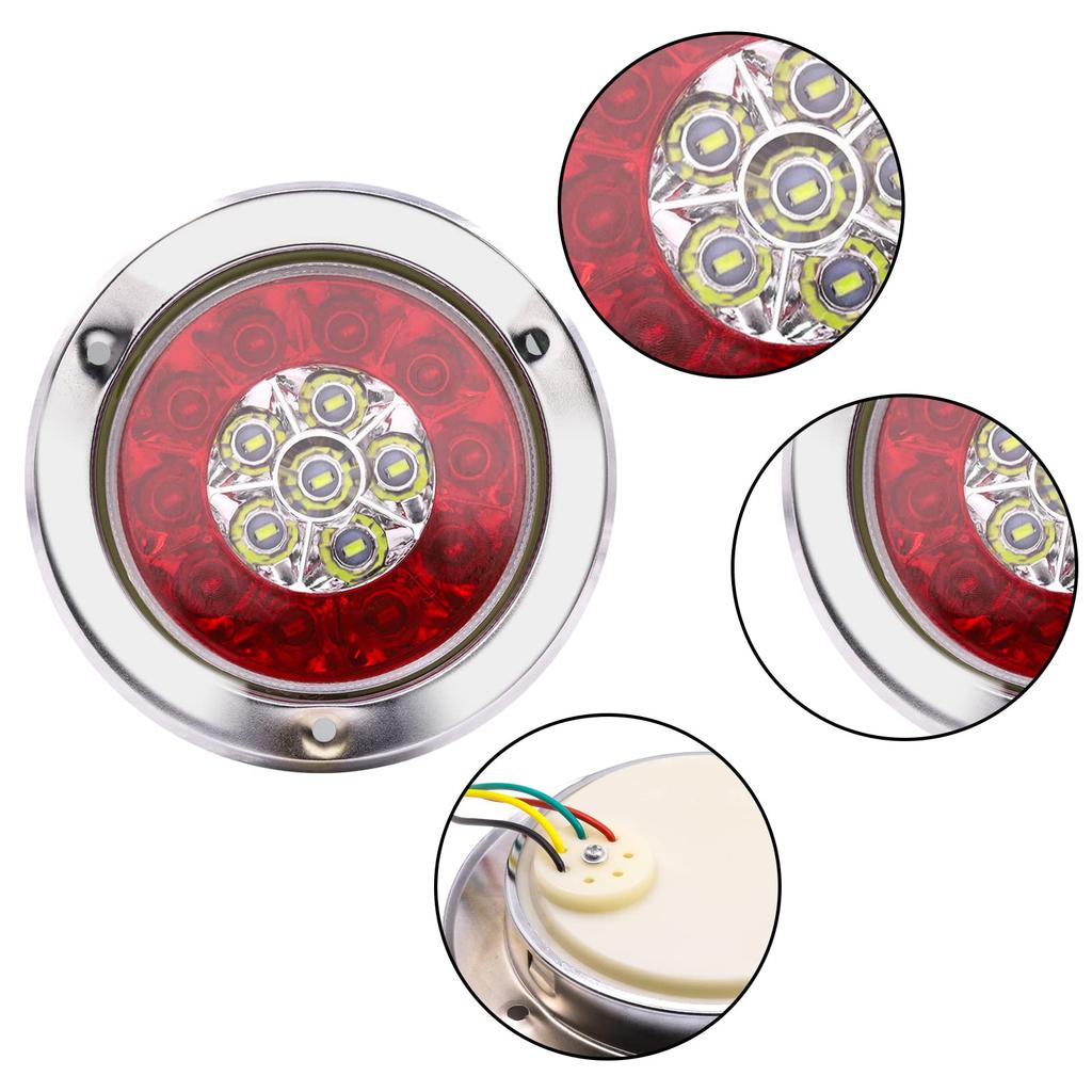 Biqing Round Trailer Tail Lights, 16 LED Truck Rear Brake Stop Lights Waterproof Lamp