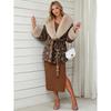 Womens Short Faux Fur Coat Leopard Print Belted Warm Leather Plush Outerwear