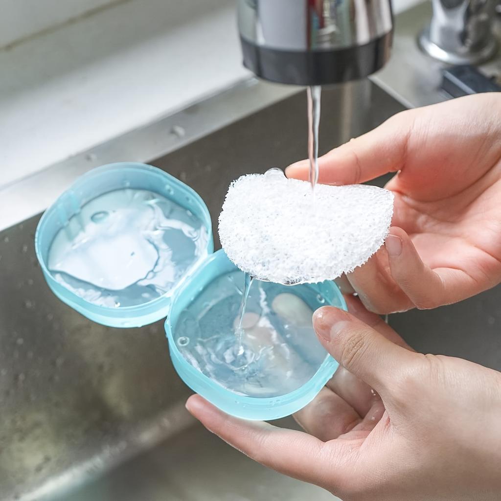 4-teiliges Reise-Seifendosen-Set Tragbare Seifenschale mit Schwammbehälter Runde Kunststoff-Seifendose mit Deckel 4 Farben