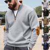 Men Fleece Lined Stand Collar Zipper Color Block Loose Plus Size Casual Heavy Weight Sweatshirt