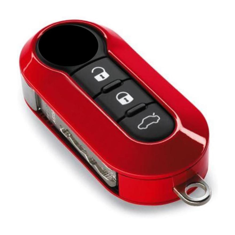 Gloss Red Key Fob Shell Cover For FIAT 500 500L 500X Abarth 3-Button Folding Key