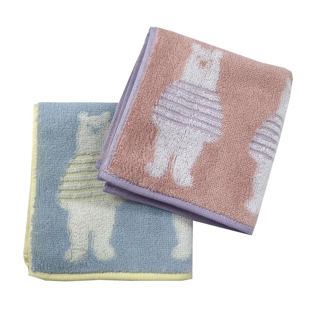 Imabari Towel Set of Border Bear Blue Made in Shankar Pocket Just for Children Nursery Animal Bear Handkerchiefs, 2, Pattern, & Pink, 25x25cm, Japan,