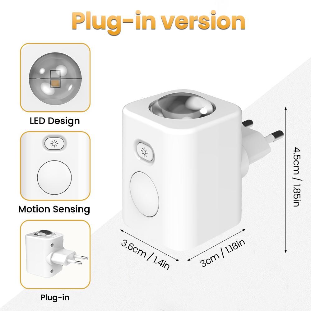 EU-Stecker LED-Nachtlicht Dimmbar 30-100LM Warmweiß+RGB Bewegungssensor Wandleuchte für Schlafzimmer Flur Treppenhaus Heimdekoration