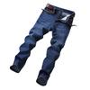 Blugi business clasici retro albaștri pentru bărbați, toamnă și iarnă, asortați cu pantaloni din denim moale, elastic, negri și albaștri pentru bărbați