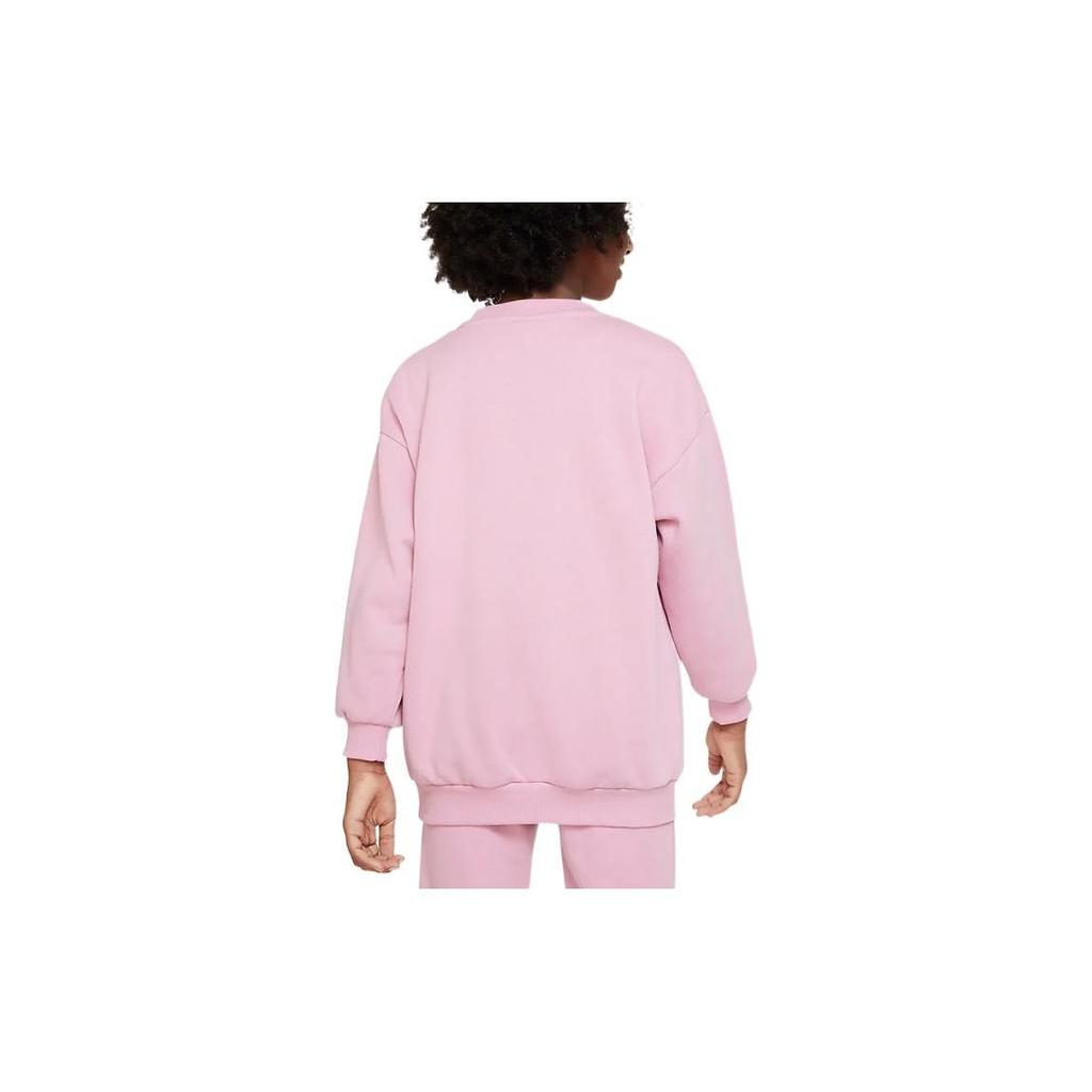 Nike Solid Color Sequin Logo Decorated Round Neck Long Sleeve Sweatshirt Kids Sweatshirt Pink DV9374-698