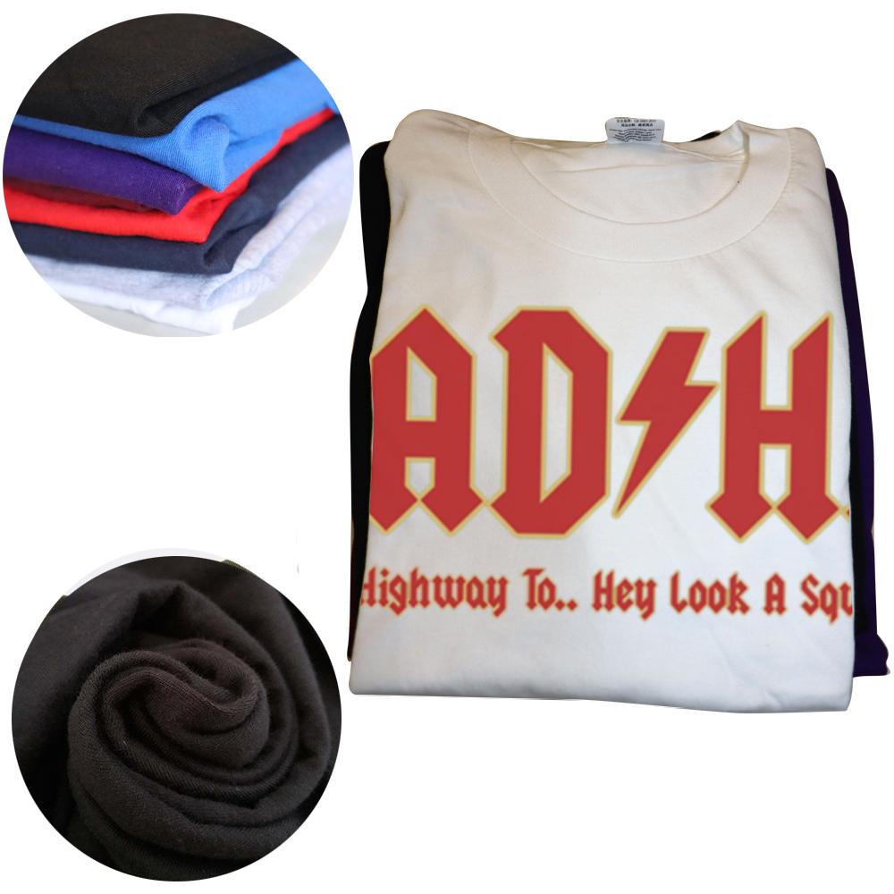 Funny ADHD Highway to... Hey look a squirrel Graphic T-shirts Men Fashion Casual Tshirt 100% Cotton Loose Oversized T Shirt