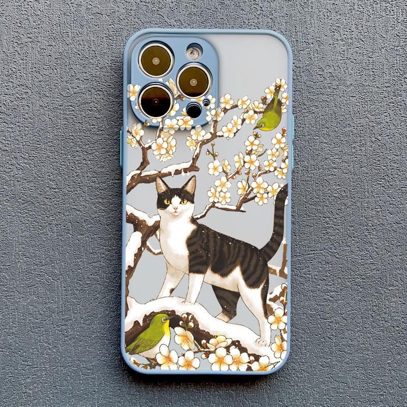 Lovely Black Cats And Flower Phone Case For iPhone 17 16 15 14 13 12 11 Pro Max Mini 15 14 Plus XR X XS Shockproof Back Covers