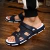 Sandalen, Herrenschuhe, Hausschuhe, Herren-Einteilige Hausschuhe, Sommer Doppelverwendung, Badezimmer Innen- und Außenbereich Kühle Hausschuhe, Anti-Rutsch-Loch Strandschuhe