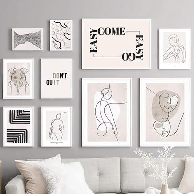 Abstrakte minimale Linien Frau Boho Vintage Wand Kunst Leinwand Malerei nordische Poster und Drucke Wand Bild für Wohnzimmer Dekor