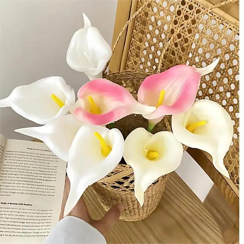 PU Calla Lily Simulation Flower Home Decor Artificial Floral Set for Wedding Bouquet DIY Artistic Home Decor