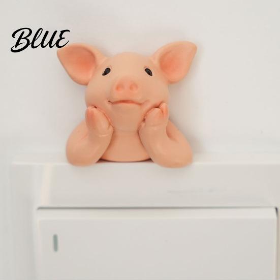 Resin Home Decoration Ornaments 3D Cute Animal Light Switch Sticker Cartoon Pig Cat Mermaid Frog Wall Small Desktop Ornament Crafts Stickers,