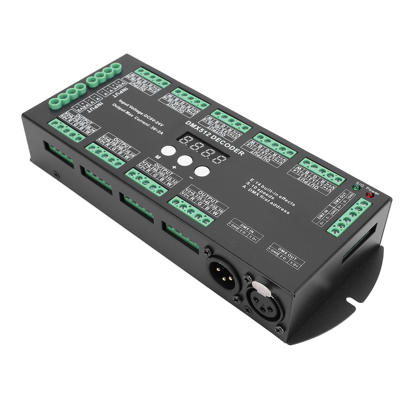 

Digital Multiple X 512 Decoder 36CH 2A LED RGBW Digital Multiple X Decoder Controller with Digital Display for Strip Light