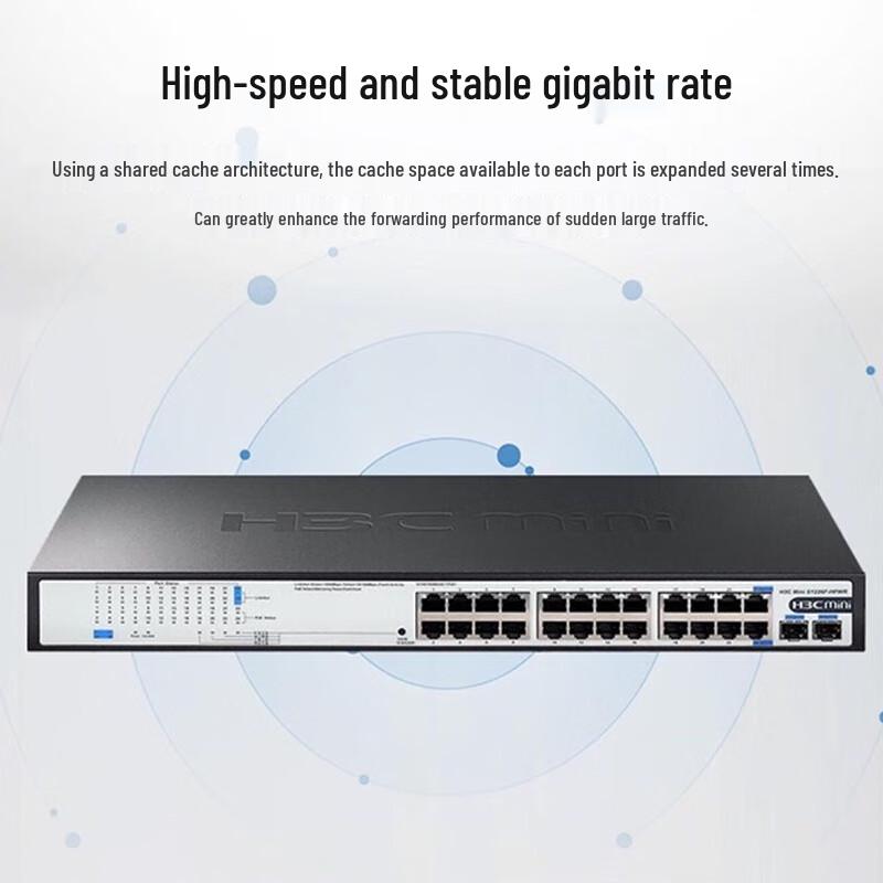 H3C S1226F-HPWR 26-Port Gigabit Unmanaged PoE Switch