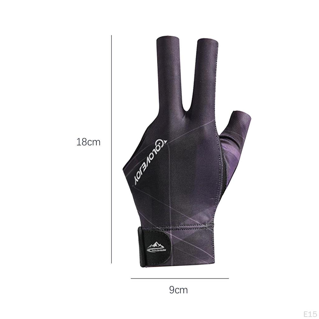 3 Fingers Gloves Pool Left Hand Snooker Indoor Game Anti Slip Elastic Breathable Professional
