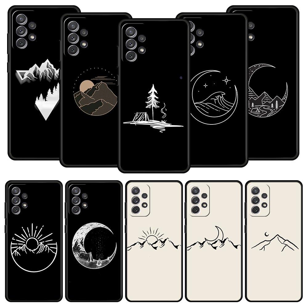 Line Mountain Scenery Sun Moon Case for Samsung A51 A71 A21S A12 A11 A15 A25 A31 A41 A23 A33 A53 A73 A05S A13 5G A35 A55 Cover