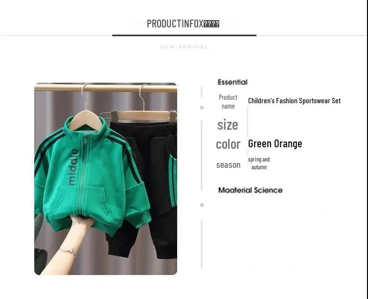 Kids' Fashionable Long-Sleeve Two-Piece Suit for Spring and Autumn