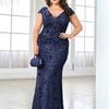 New European and American Style Plus-Size Sequined Evening Dress, Elegant Slim-Fit Fishtail Gown, Long Dress for Toasting At Weddings