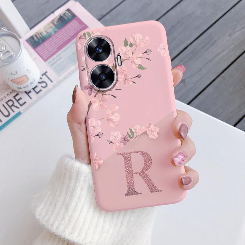 Letter Flower Phone Case For Realme C55 4G Shockproof TPU Bumper Soft Silicone Cover For Realme C55 C 55 Shell RealmeC55 Fundas