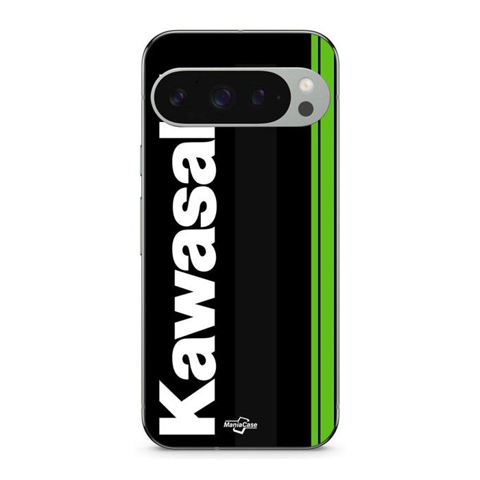 Coque pour Google Pixel 9 Pro Kawasaki Floride Moto Marseille logo noir