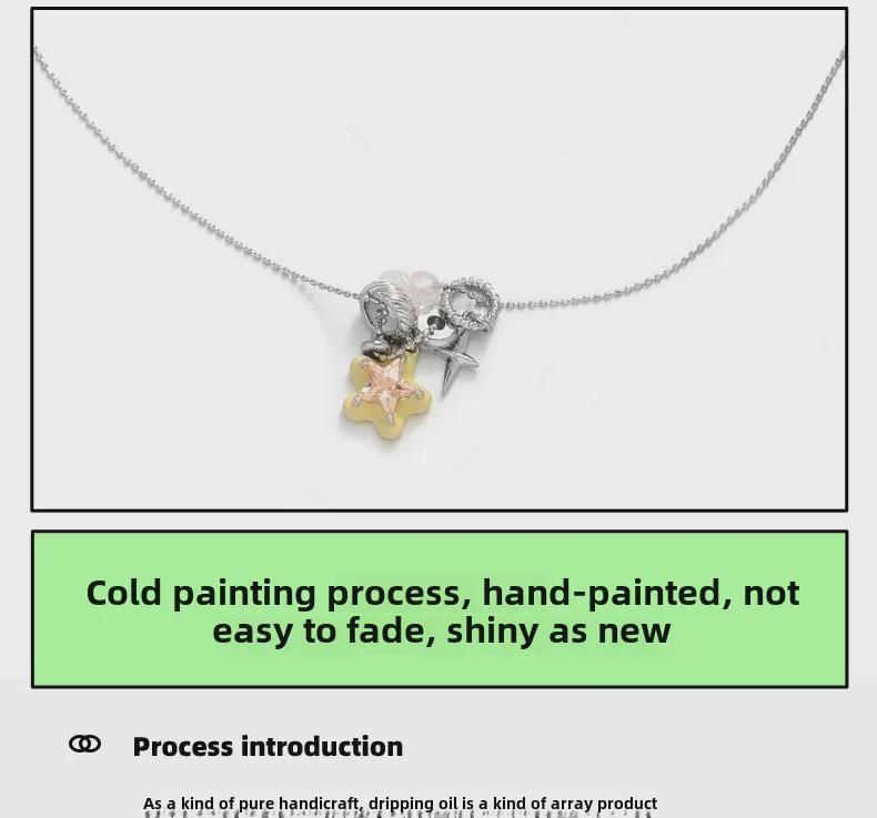 Kore Sevimli Şeker Renkli Dopamin Zirkon Kolye - Solmayan Köprücük Kemiği Zinciri Kadınlar İçin