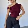 Temperament eenvoudig mouwloos metalen ringontwerp effen kleur dun vest top dames