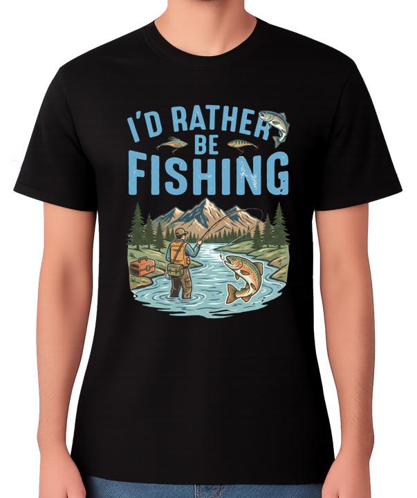 I’d Rather Be Fishing T-Shirt Angler Outdoor Nature Graphic Unisex Tee S