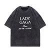 Lady Gaga MAYHEM Cross Cutoff  Vintage Washed T Shirt Men Womens Hip Hop Streetwear Short Sleeve Cotton Tshirts Plus Size Tops